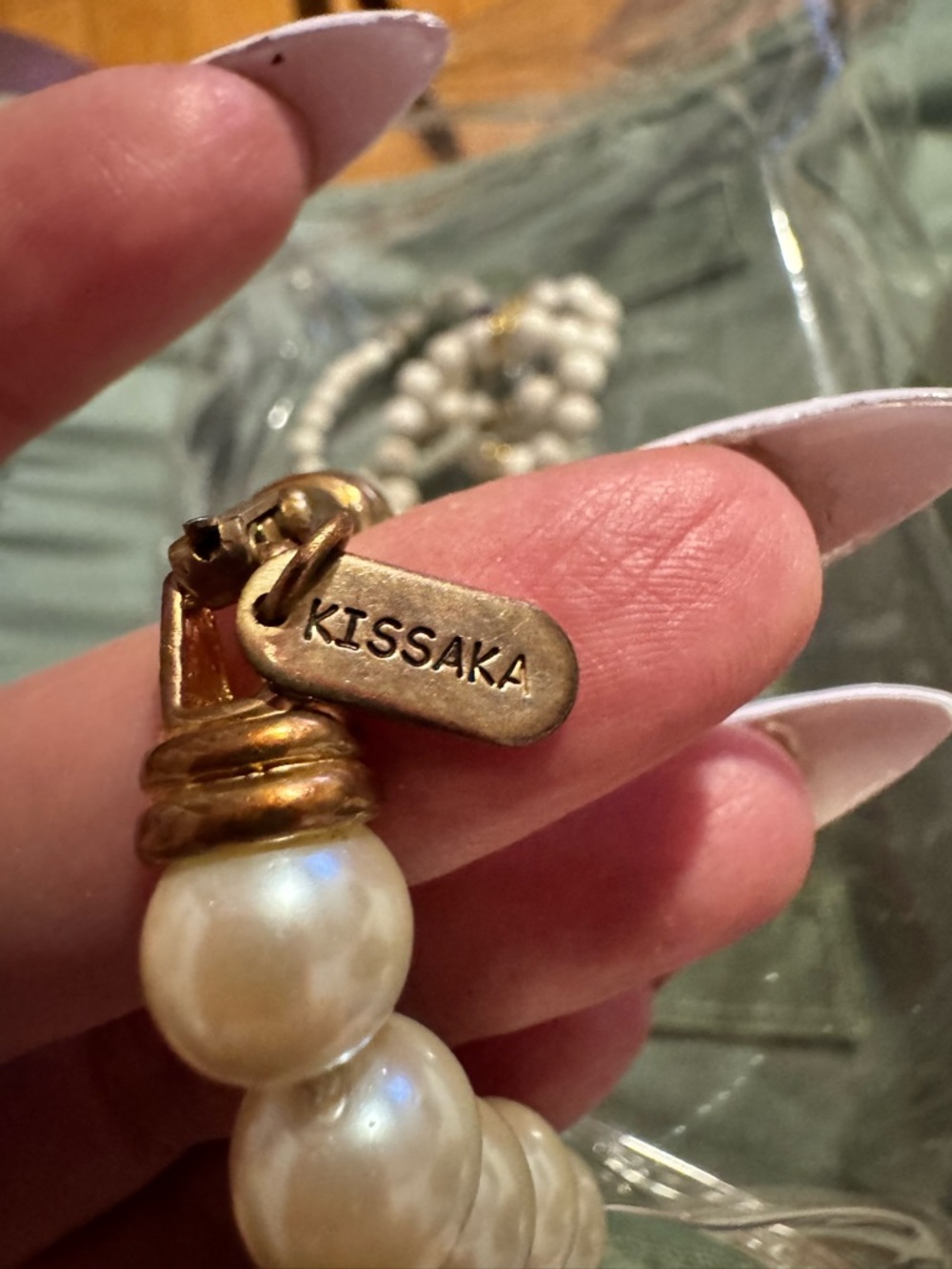 Kissaka Pearl Statement bracelet in White and Gold